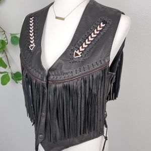 AMERICAN TOP Genuine Leather Fringe Vest